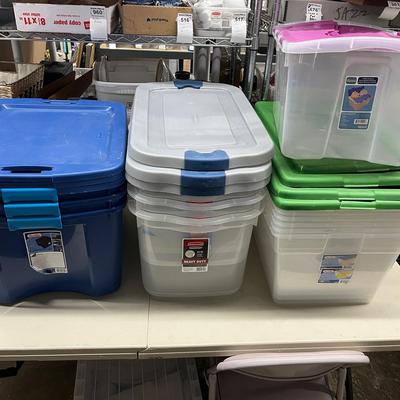 Plastic Storage Bins With Lids - Various Sizes