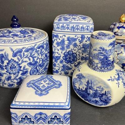 Blue & White Ceramics: Vera Bradley For Andrea By Sadek Trinket Box; Ginger Jars & More