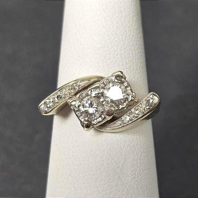 Vintage 14K White Gold (Tested) Diamond Ring - Size 5.25