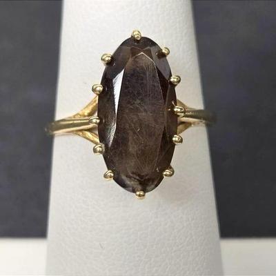 10K Gold Marked Brown Topaz Ring - Size 6