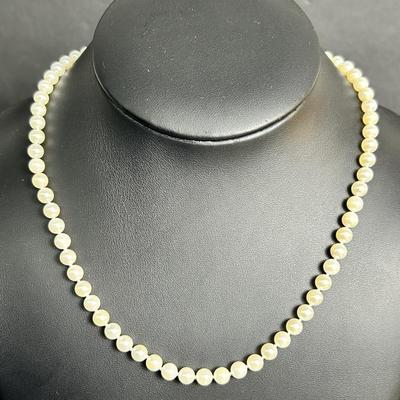 14K Gold Clasped 5.6mm Cultured Pearl Necklace - 18"