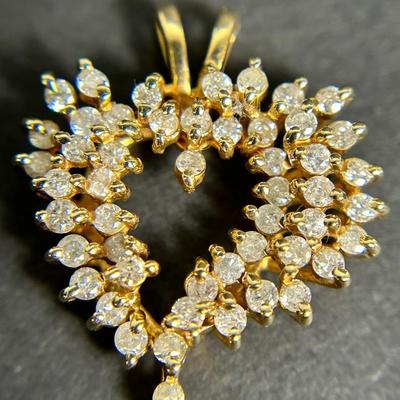 14K Gold (Tested) Diamond Heart Pendant