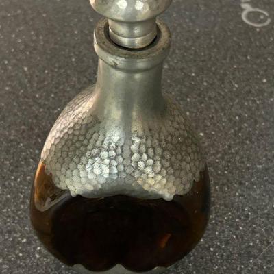 Vintage Royal Holland Daalderop Amber Glass and Pewter Decanter 