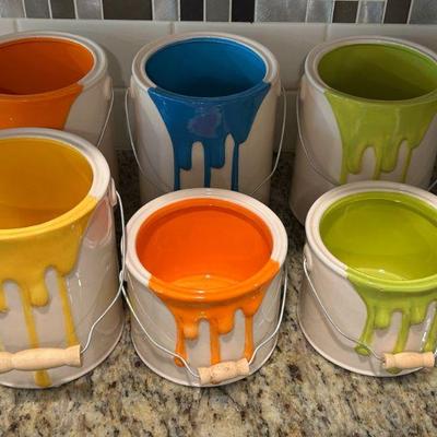 Ceramic Paint Bucket Planters 