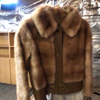 Vintage Leather and Mink cropped Jacket