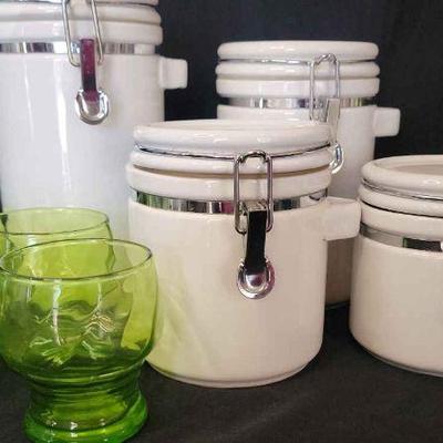 Vintage Swirl Glasses, Flip Top Canisters And Mor