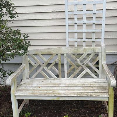 Wooden Bench And Trellis 