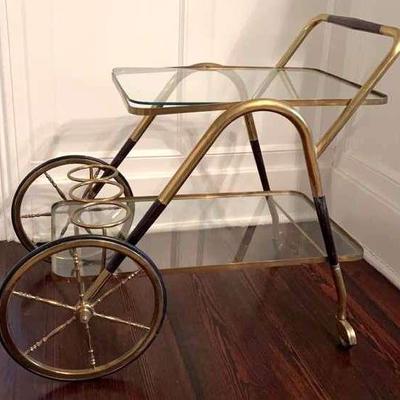 Modernistic Metal & Glass Bar Cart