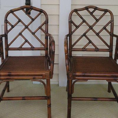 Two Bamboo Ballard Designs Arm Chairs
