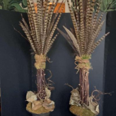 Two Very Unique Arrangements With Pheasant Feathers
