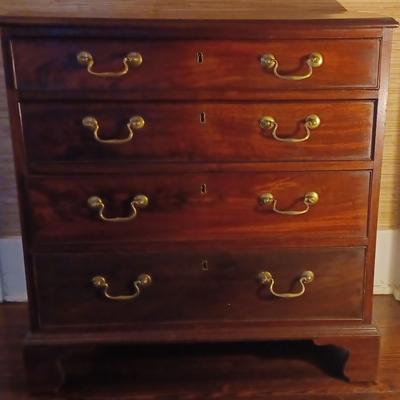 Vintage Georgian Mahogany (Short) Wooden 4 Chest Of Drawers 