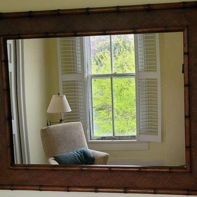Elegant Wooden Bamboo Wall Mirror