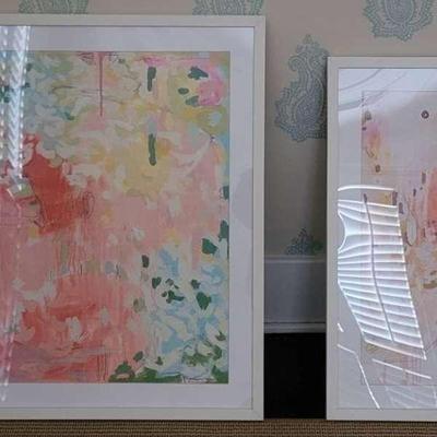 Two Custom Framed Abstract Paintings