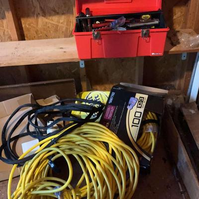 Mixture Of Electrical Power Cords And Tools In Toolbox