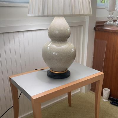 Lamp And Table With Metal Washboard-Like Finish