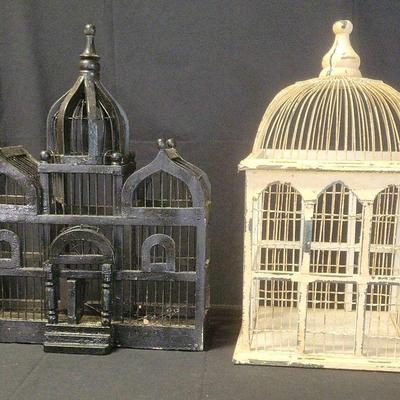 Two Wooden And Wire Bird Cages