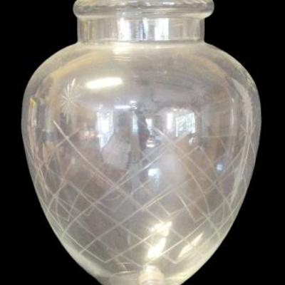 Etched Glass Apothecary Dispenser 