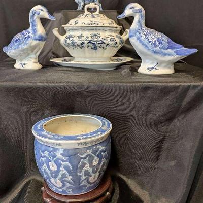 Blue Danube Soup Tureen, Delft Blue Cow Creamer & More