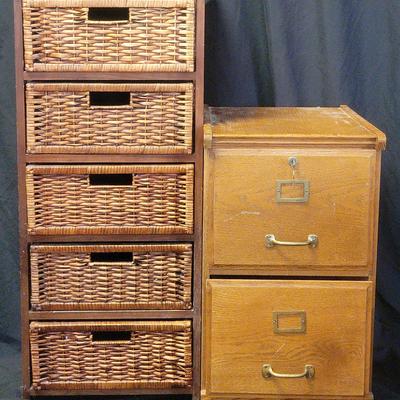 Wooden Organizer And File Cabinet 