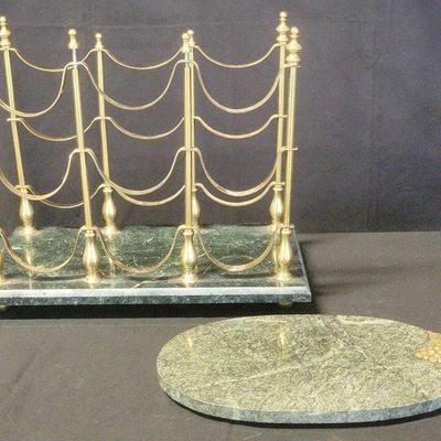 Metal And Marble Wine Rack And Cheese Board