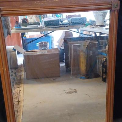 Vintage Large Wooden Framed Wall Mirror