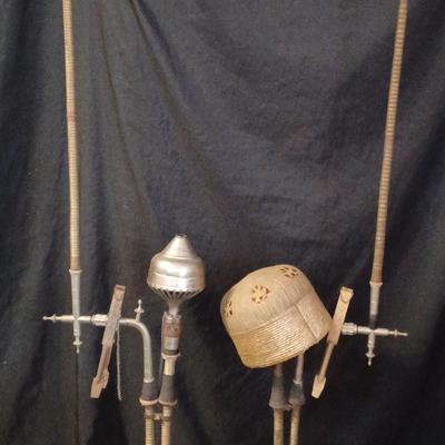 Vintage Silver Metal Set of 2 Hookahs, Vintage Metallic Embroidered Ethnic Hat