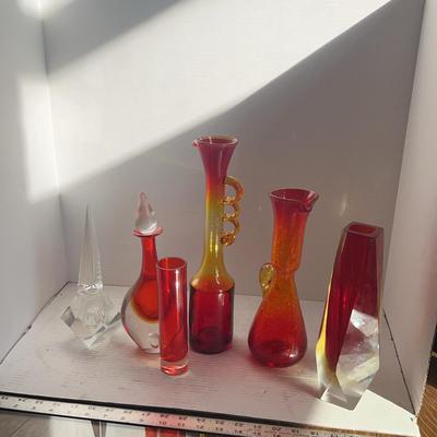Murano Aquarium Vase, Vintage Rainbow Art Decanter & More