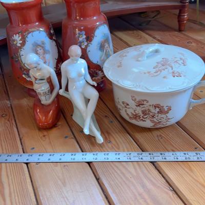 Antique Chamber Pot, Aladin Luxe Porcelain Statue & More