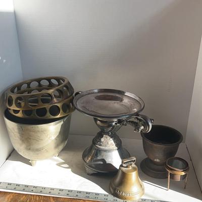 Cast Iron Mortar, Brass Bell, & Others