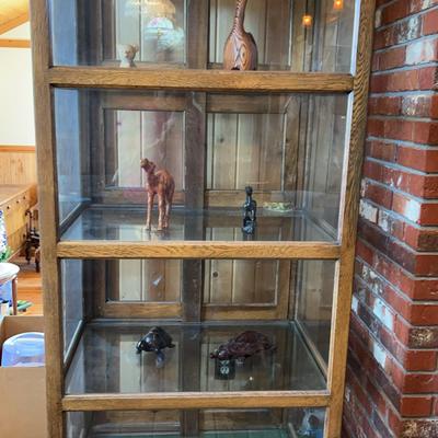 Glass Display Case With Animal Figures 