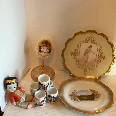 Sake Cups, Asian Doll, & Deco Plates