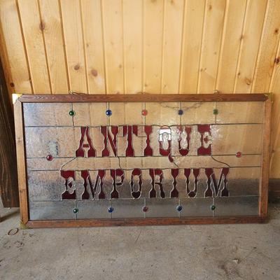 Antique Emporium Leaded Glass Hanging Sign