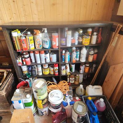Wooden Shelf With Garage Misc.