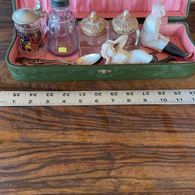 Jewelry Box, Sterling Silver Spoons, Purple Glass Salt Shaker & More