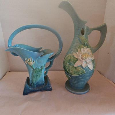 Roseville Water Lily Pitcher And Roseville Cactus Pottery