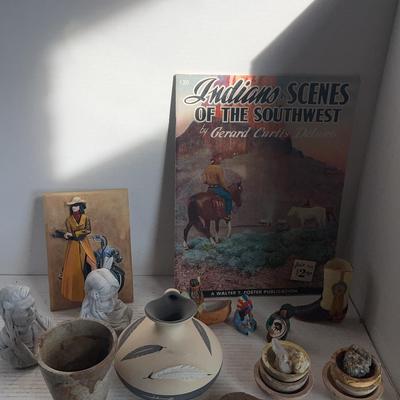 Scenery Of SW Grey Feather Pueblo Pottery, Zodiac Art Deco Boot And More