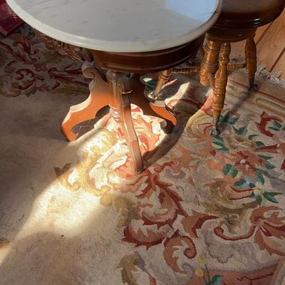 Oval Marble Top Side Table & Piano Stool