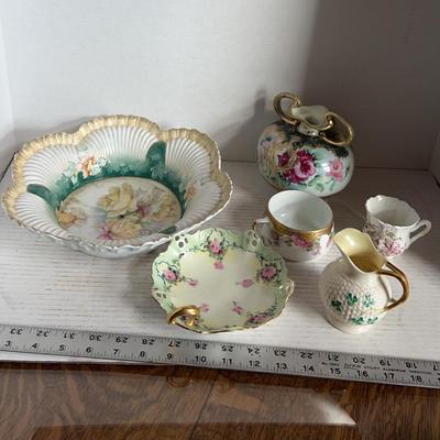 Antique Nippon Footed Vase, Belleck Shamrock Creamer, Prussia Bowl/Dish & More 