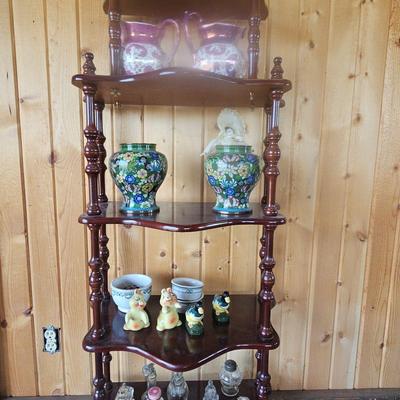 Ornate Wood Shelf With Decor Items