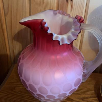 Fenton Pink Satin Glass Pitcher