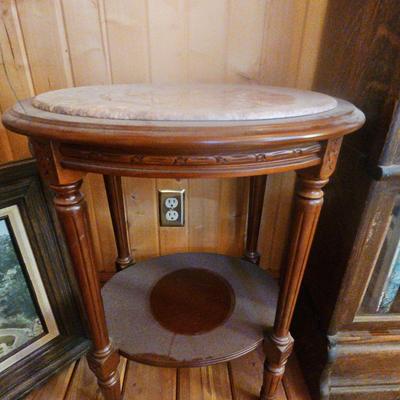 Wood & Marble Side Table