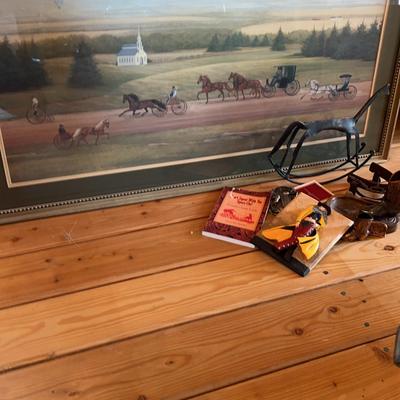 Framed Horse Painting & Other Art Deco