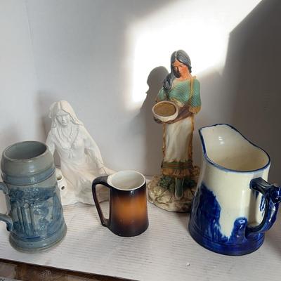  Native American Deco, Havester, Antique Old Sleepy Eye Stein And More 