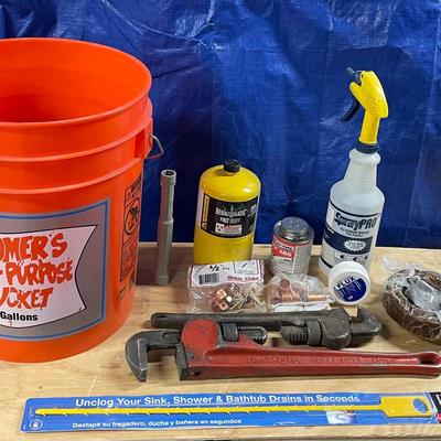 Plumbing Tools With Orange Bucket 