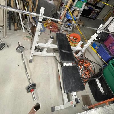 Adjustable Bench Press With Bar And Free Weights
