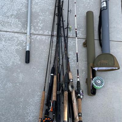 3 Fly Fishing Rods, Fishing Rods, And Fishing Net