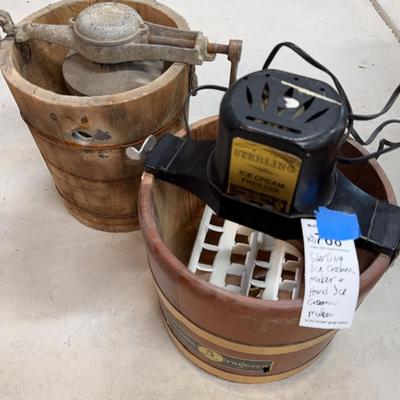 Sterling Ice Cream Maker & Antique Hand Ice Cream Maker 