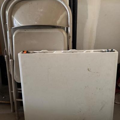 Lifetime Folding Table 2x4 With 5 Metal Folding Chairs 