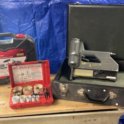 Senco Staple Gun w/ Case, Milwaukee Hole Saw Kit & Husky Tool Set