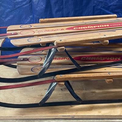 Vintage Gladding Champion Fastback Sleds Set Of 2